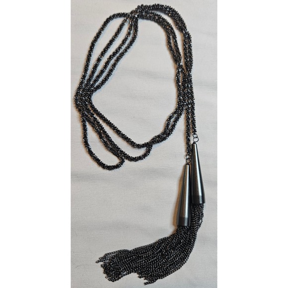 Kendra Scott Jewelry - Kendra Scott Phara Lariat Necklace Gunmetal Tassel Multi Strand Long 48.5 Inch